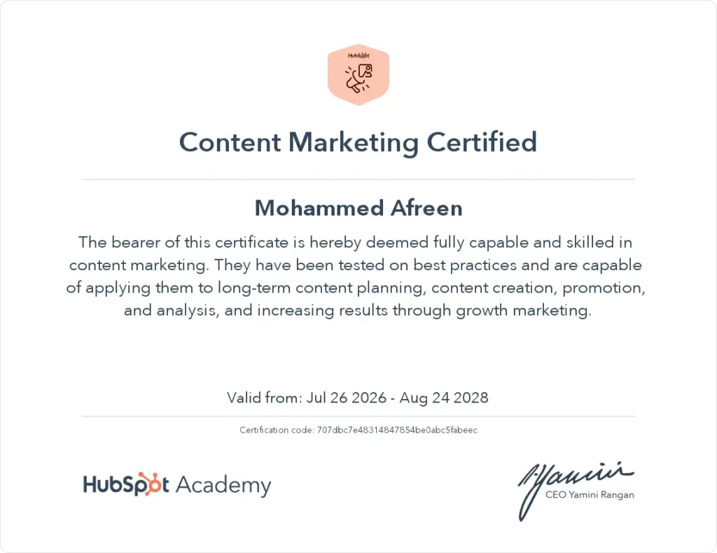 content marketing certificate
